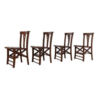 Italian Church Chairs by Caloi, Conegliano Veneto, 1950s, Set of 4 For Sale