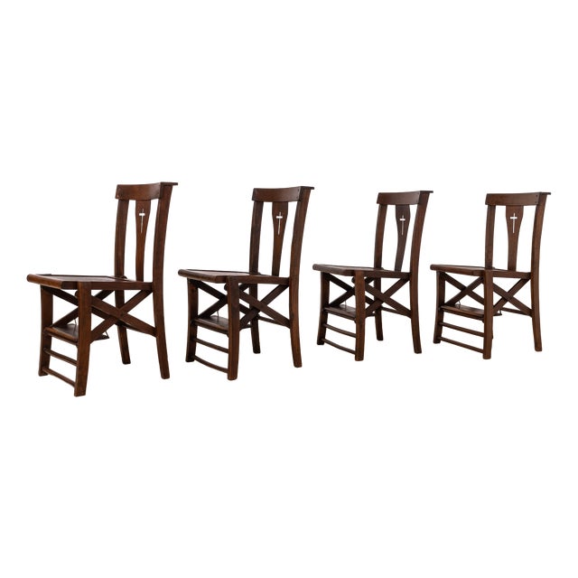 Italian Church Chairs by Caloi, Conegliano Veneto, 1950s, Set of 4 For Sale