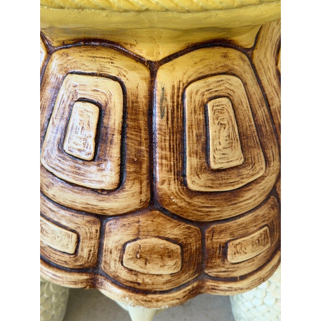 Brown Vintage Hollywood Regency Cast Resin Turtle Garden Stool - Accent Table For Sale - Image 8 of 12