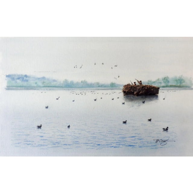 Mid 20th Century Mid 20th Century Duck Hunters Watercolor Painting For Sale - Image 5 of 5