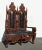 French Provincial Unique Highly Carved Lion King Throne Leather Settee Chair W Lion Handrests For Sale - Image 3 of 12