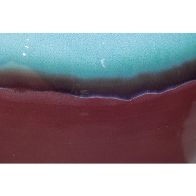 Large Artisan Ceramic Vase with Turquoise Crackle Glaze and Deep Brown Ground For Sale - Image 12 of 18