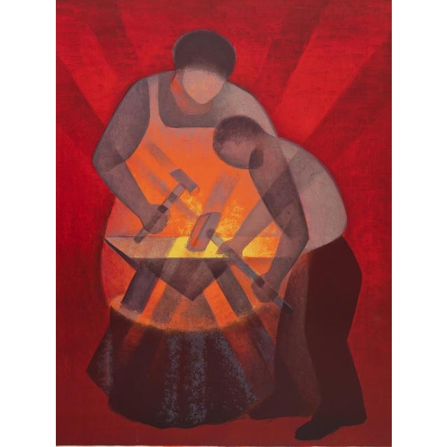 Modern Louis Toffoli, The Apprentice Blacksmith, Lithograph For Sale - Image 3 of 5