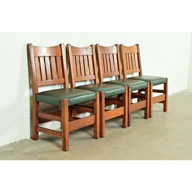 Stickley Gustav Stickley Antique Mission Oak Arts & Crafts Dining Chairs, Set of Four For Sale - Image 4 of 14