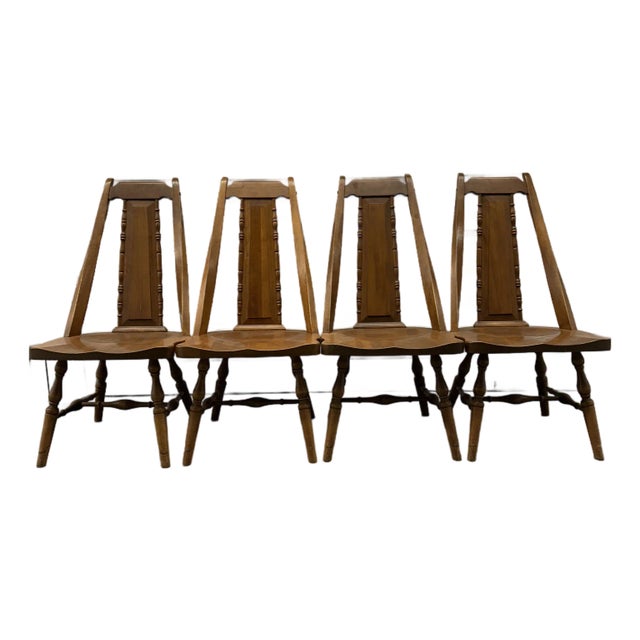 Rustic Modern Maple Dining Chairs – Handcrafted 1960s Set of 4 (Farmhouse Cabin Style) For Sale
