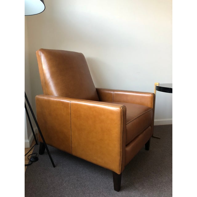 West Elm Sedgwick Leather Recliner Cognac | Chairish