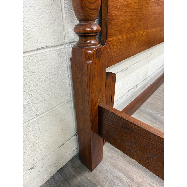 Late 20th Century Vintage Convertible Queen or Full Size Colonial Revival Oak Four Poster Bed For Sale - Image 5 of 13