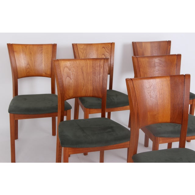 Green Danish Wooden Model 110 Dining Chairs by Helge Schultz for P. J. Furniture, 1980s, Set of 6 For Sale - Image 8 of 15
