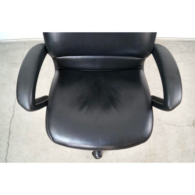 1990's Postmodern Steelcase Black Leather Office Desk Chair