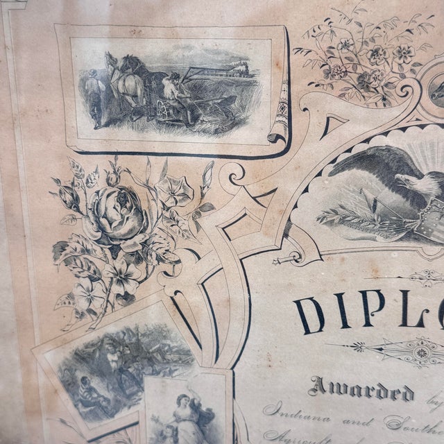American 1884 Agricultural Fair Diploma Indiana Southern Michigan Americana For Sale - Image 3 of 12