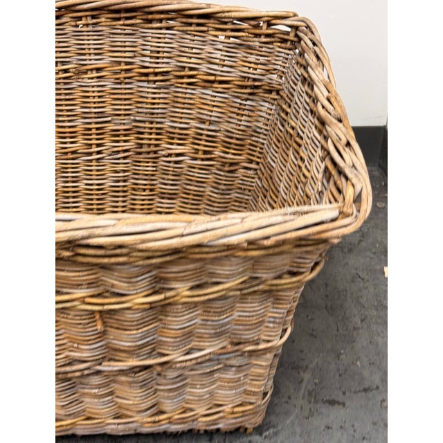 Brown Gander & White French Woven Wicker Basket, Vintage For Sale - Image 8 of 12