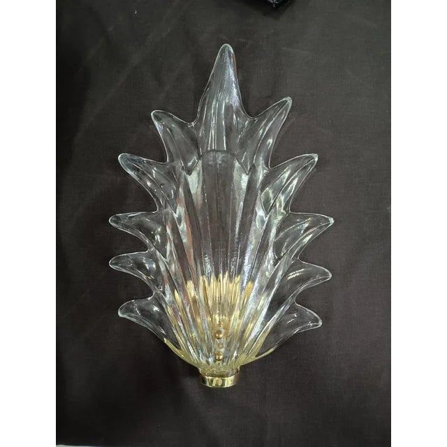 Mid-Century Modern Murano Transparent Glass and Brass Wall Light, 1990 For Sale - Image 3 of 9
