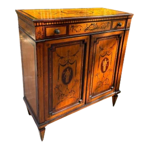English Adam Style Satinwood Inlaid Parlor Cabinet