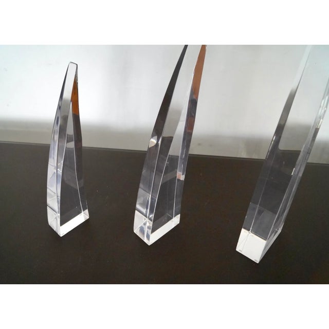 Plastic 1960’s Mid-Century Modern Lucite Sculptures - Set of Three For Sale - Image 7 of 13