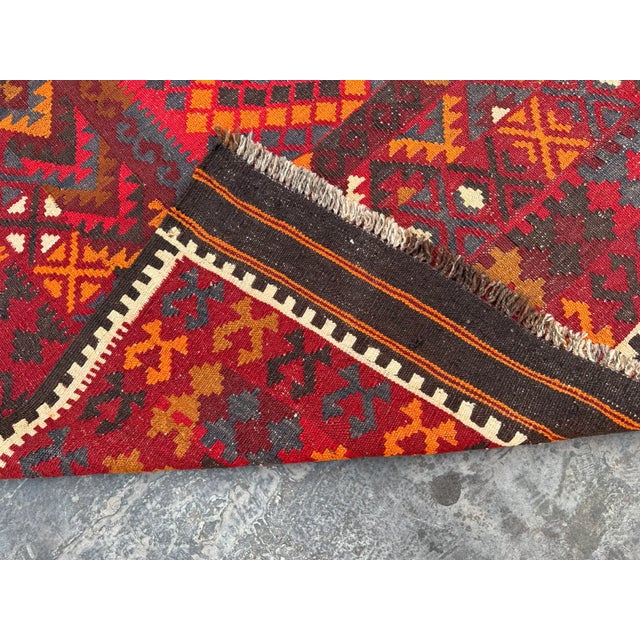 Textile Vintage Afghan Flatweave Geometric Design Kilim For Sale - Image 7 of 7