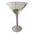 Contemporary Late 20th Century Hand Painted Martini Glasses with Olive & Fleur De Lis Design, Blue and Purple Stems - Set of 2 For Sale - Image 3 of 9