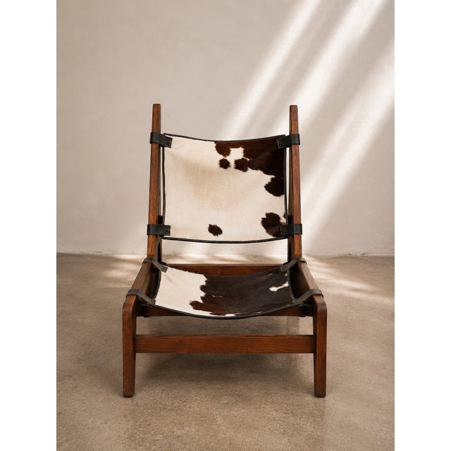 Sculptural Cowhide & Solid Wood Lounge Chair by Osso Furniture Studio Style For Sale - Image 4 of 5