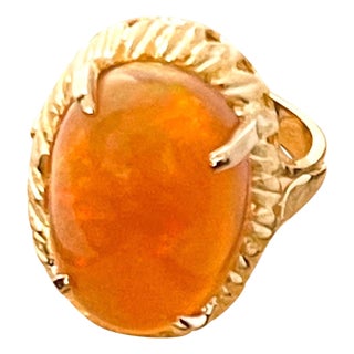 14 Carat Oval Shape Ethiopian Opal Cocktail Ring 14 Karat Yellow Gold Solid Ring For Sale