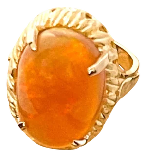 14 Carat Oval Shape Ethiopian Opal Cocktail Ring 14 Karat Yellow Gold Solid Ring