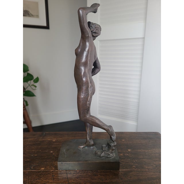 1920s Guss H. Noack Antique Art Deco Bronze Sculpture Dancing Nude Woman Figurine For Sale - Image 9 of 18