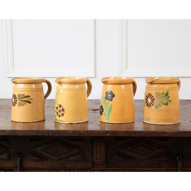 19th Century French Terracotta Pottery Pitchers With Floral Décor For Sale - Image 4 of 7