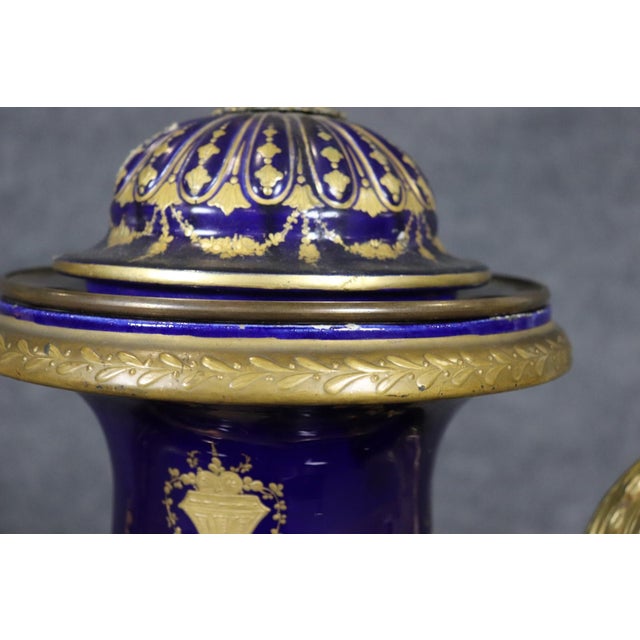 19th C. Sevres Style Bronze Mounted Porcelain Vase For Sale - Image 9 of 13