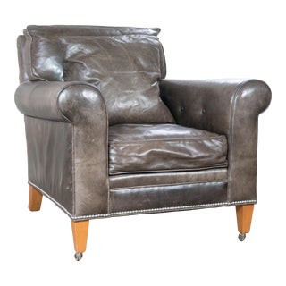 1990s Ralph Lauren Leather Club Chair For Sale