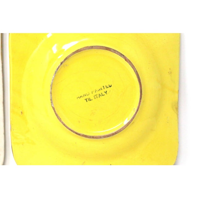 Vintage Italian Square White/Gold and Yellow/Gold Ceramic Made in Italy Ashtrays - a Pair For Sale - Image 10 of 12
