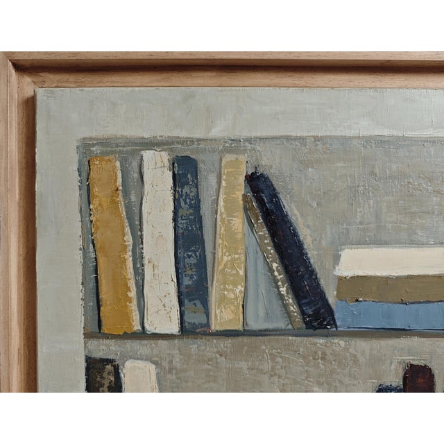 Point D’équilibre, Contemporary Abstract Bookshelf Oil Painting, Framed by Sophie Dumont For Sale - Image 4 of 10