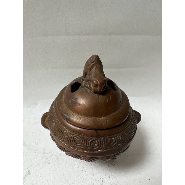 Mid 20th Century High Relief Bronze Foo Dog Asian Incense Burner For Sale - Image 9 of 13