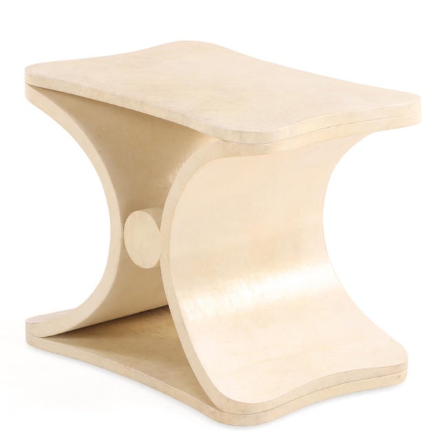 Contemporary Parchment-Covered Waterfall Coffee or End Table in the Manner of Jean-Michel Frank, Contemporary For Sale - Image 3 of 6