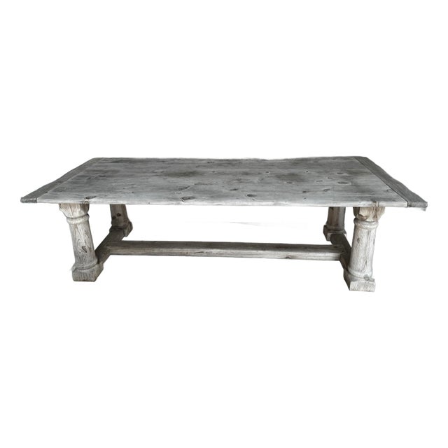 Vintage Wood Trestle Farmhouse Rustic Ralph Lauren Dining Table For Sale