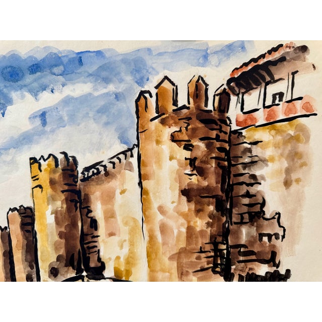 Rustic Henry Emil Salloch Original Watercolor on Paper Ávila, Spain. 1973. For Sale - Image 3 of 6