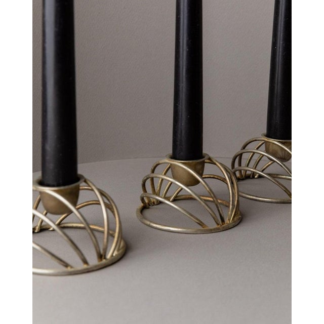 Vintage Brass Candleholders, Italy, 1970s, Set of 3 For Sale - Image 9 of 11