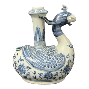 1980s Chinese Art Blue and White Porcelain Teapot or Water Pot
