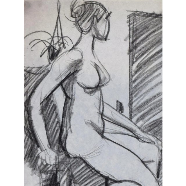 1960s Vintage Mid Century Charcoal Figure Study Drawing of a Female Nude C. 1960 For Sale - Image 5 of 8