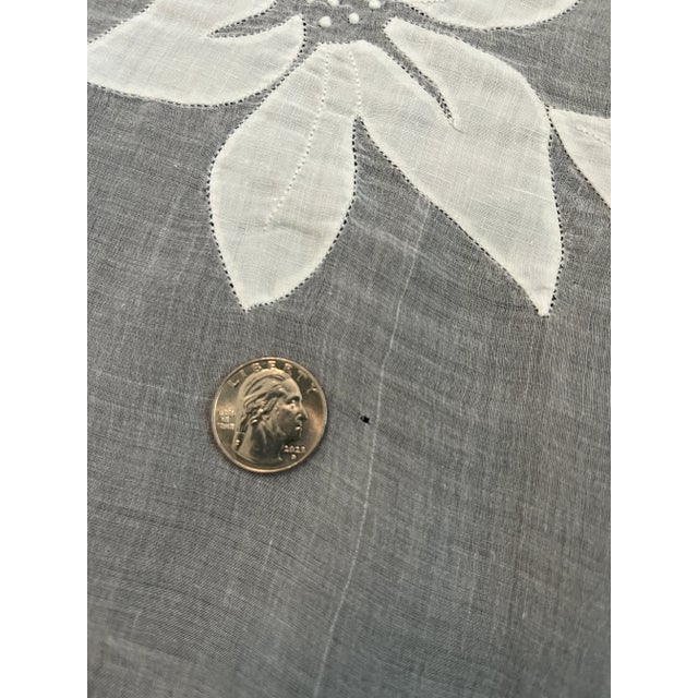 Mid 20th Century Mid 20th Century Handmade Madeira Organdy Linen Tablecloth and 12 Matching Napkins For Sale - Image 5 of 9