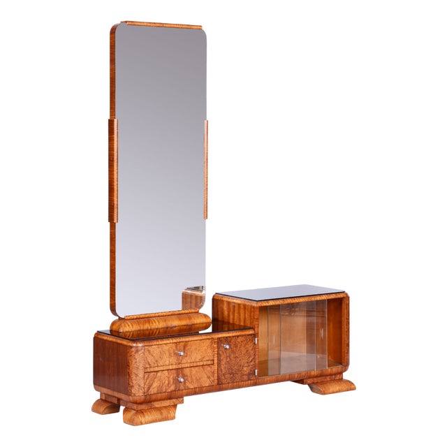 Art Deco Dressing Table in Rosewood and Walnut Veneer with Mirror, France, 1920s For Sale