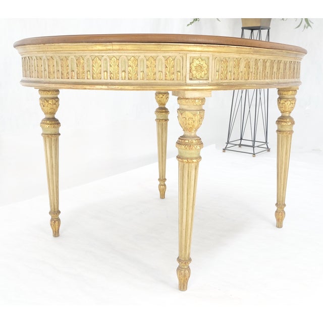 Early 20th Century French Gold Gilt Fine Carved 48" Walnut Oval Top Dining Center Table Stunning! For Sale - Image 5 of 14