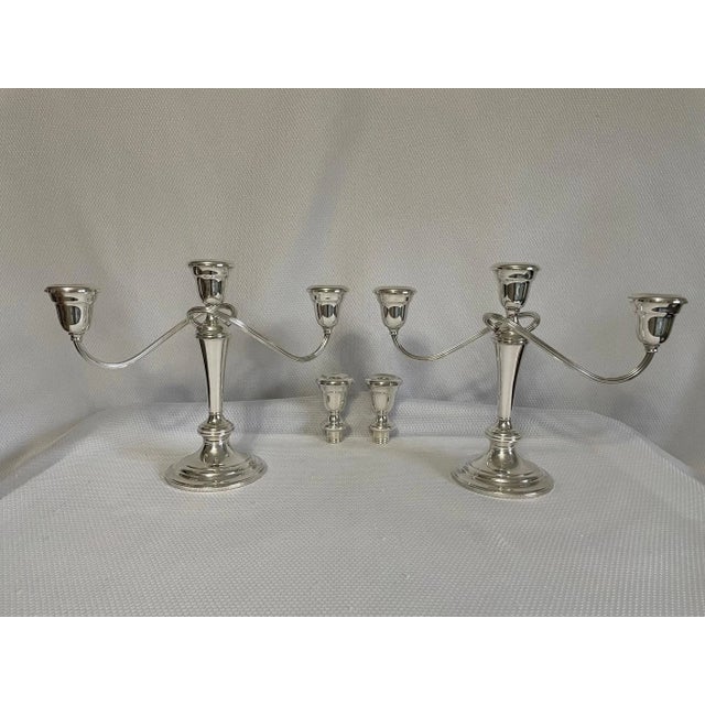 Mid 20th Century Mid 20th Century Silverplated Gorham "Newport" Changeabout Candelabras - a Pair For Sale - Image 5 of 12