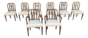 Mid 20th Century Set of Eight Federal Style Satinwood Inlaid Dining Chairs
