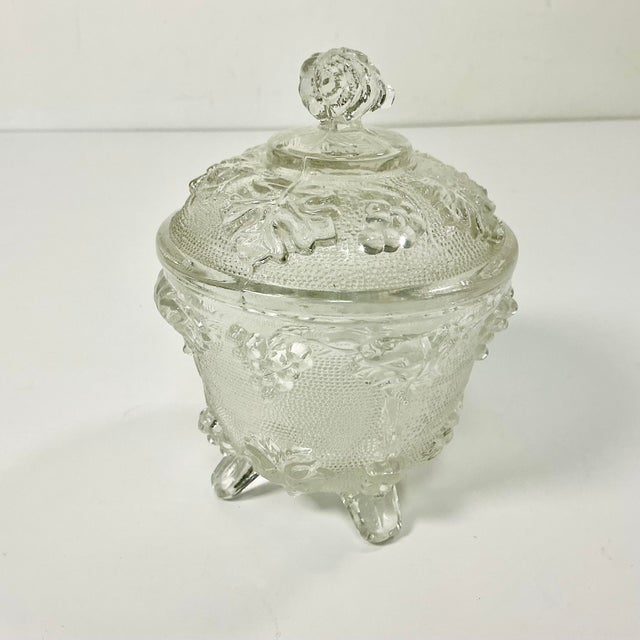 Early 20th Century Early 20th Century Boho Chic Americana Pressed Glass Lidded Footed Candy Dish, Indiana Glass Attributed For Sale - Image 5 of 9