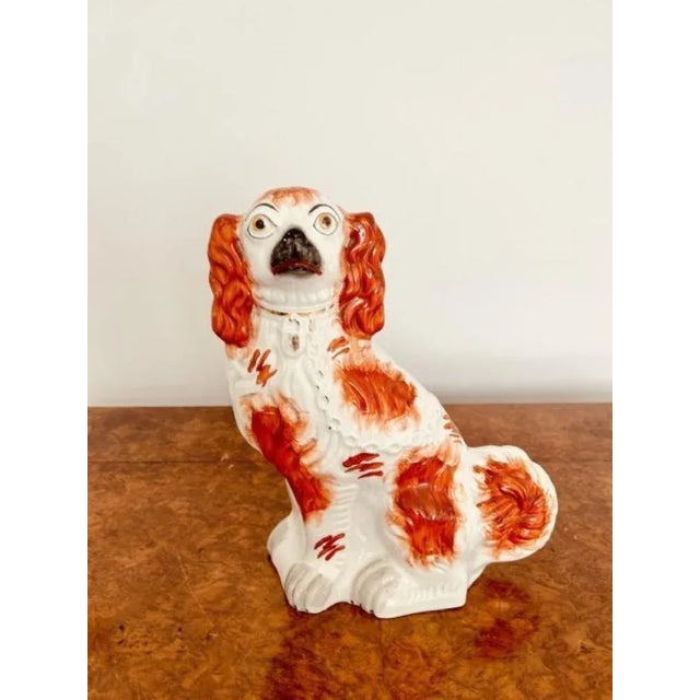 Large Antique Victorian Seated Spaniel Figurines, 1880, Set of 2 For Sale - Image 3 of 5