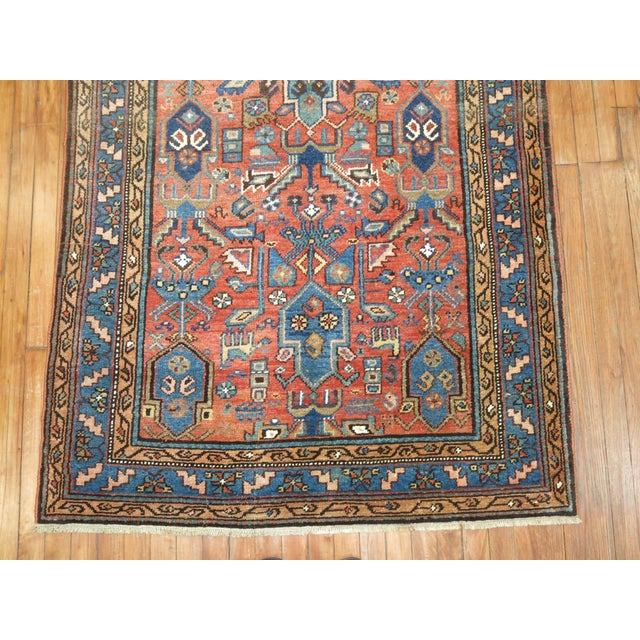 Early 20th Century Rust Salmon Persian Runner - 3'11" x 12'5" For Sale - Image 4 of 9