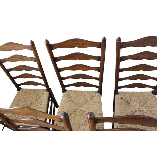 Vintage Ladderback Rush Seat Side Chairs Set of 6 For Sale - Image 10 of 17