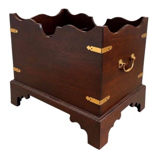 Vintage Mid to Late Twentieth Century Solid Mahogany Canterbury Magazine Rack With Brass Fittings For Sale
