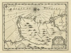 Antique Copper Engraving of Map of Pegu and Arakan, 1714