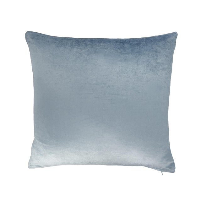 Cerulean Bee Silk Velvet Embroidered Throw Pillow Cover, 20 X 20 For Sale In Miami - Image 6 of 7