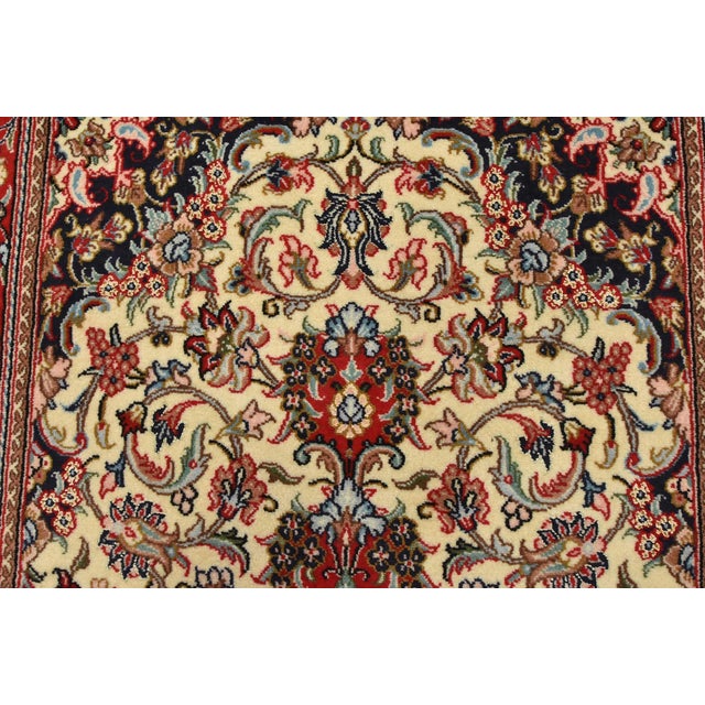 Ivory Fine Qom Rug 3’2” X 5’2” Ivory Wool/Silk Traditional Hand-Knotted Carpet For Sale - Image 8 of 12