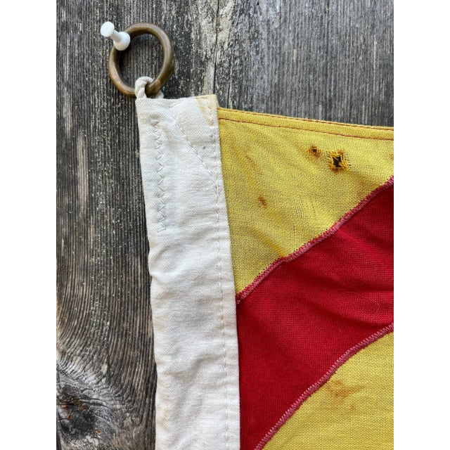 Mid-Century Modern Authentic Vintage 1945 Wool American Navy Signal Flag Yachting Flag For Sale - Image 3 of 6